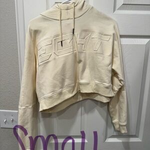 Cream Cropped Hoodie